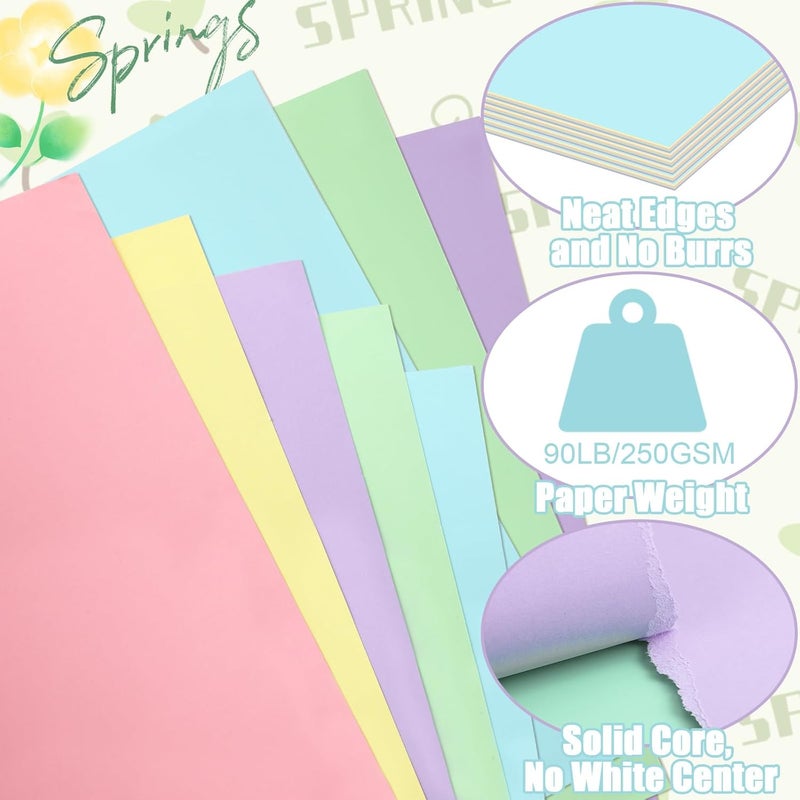 JULBEAR 30 Sheets Spring Easter Day Colored Cardstock 5 Colors 180gsm 8.5x11 Inch Assorted Cardstock for DIY Cards Scrapbook Print Paper DIY Crafts Holiday Decorations Making Office Home Supplies - Image 3